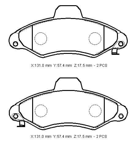 FORD ESCORT- 95/99; ÖN FREN BALATASI(DİSK) (131X57,4X17,5) (BRAMAX)