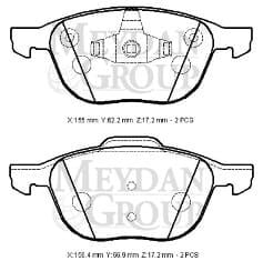 FORD FOCUS C MAX- 07/11; ÖN FREN BALATASI (DİSK) (155X62,2X17,2/156,4X66,9X17,2) (DAIWA)