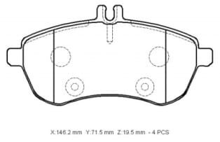 MERCEDES C CLASS- W204- 07/11; ÖN FREN BALATASI (KABLOSUZ)(DİSK) (146.2X71.5X19.5)(BRAMAX)