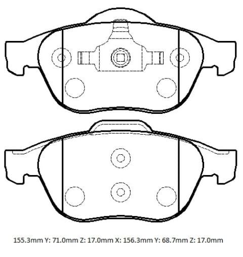 RENAULT LAGUNA- 02/05; ÖN FREN BALATASI (KABLOSUZ)(DİSK) (155,3X71X17/156,3X68,7X17) (FMK)