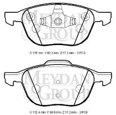 FORD FOCUS- SD/HB- 02/05; ÖN FREN BALATASI (DİSK) (155X62,2X17,2/156,4X66,9X17,2) (DAIWA)