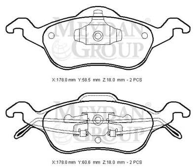 FORD FOCUS- SD/HB- 05/07; ÖN FREN BALATASI 1,4/1,6/1,8/2,0 (DİSK) (178X58,5X18/178X60,6X18) (BRAMAX)