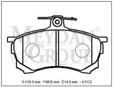 MITSUBISHI CARISMA- 97/00; ÖN FREN BALATASI 1.6/1,9 (DİSK) (119,5X68,6X14,5) (DAIWA)