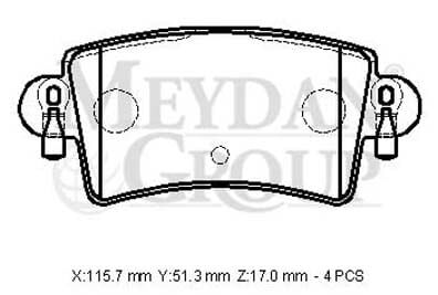 OPEL MOVANO- 04/06; ARKA FREN BALATASI 1,9/2,2/2,5/2,8 (DİSK)(115,7X51,3X17) (FMK)