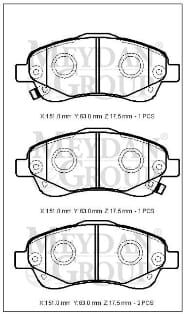 TOYOTA COROLLA- HB- 02/04; ÖN FREN BALATASI (DİSK) (151X63X17,5) (DAIWA)