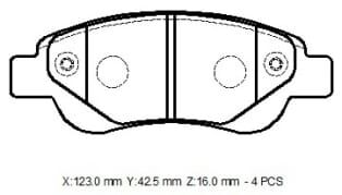 PEUGEOT 107- 06/14; ÖN FREN BALATASI (DİSK)(123X42,7X16)(BRAMAX)