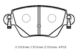 FORD MONDEO- 01/04; ARKA FREN BALATASI 1,8/2,0/2,5 (DİSK) (115,8X51,6X15) (BRAMAX)