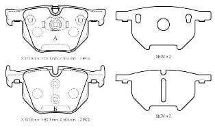 BMW X5- E70- 07/12; ARKA FREN BALATASI (KABLOSUZ)(DİSK)(121.9x58.1x16.3/121.9x59.3x16.3)(BRAMAX)