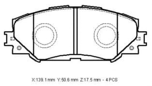 TOYOTA COROLLA- E150- 07/13; ÖN FREN BALATASI BENZİNLİ TİP (DİSK)(139,1X50,6X17,5) (DAIWA)
