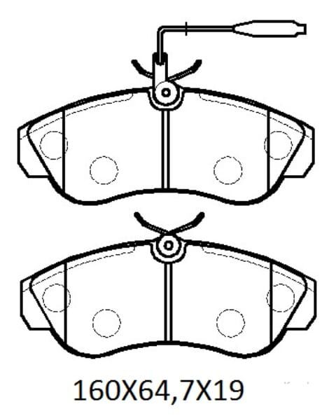 PEUGEOT BOXER- 90/94; ÖN FREN BALATASI 2,0/2,5/2,8 (2 KABLOLU) (DİSK) (160X64,7X19) (BRAMAX)
