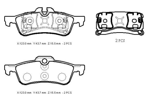 MINI COOPER- 05/07; ARKA FREN BALATASI (KABLOSUZ)(DİSK)(123X43,8X15,5/123X44,3X15,5) (BRAMAX)