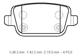 FORD MONDEO- 07/11; ARKA FREN BALATASI 1.6/1.8/2.0/2,3/2.5cc (DİSK)(95,2x43,2x15)(BRAMAX)