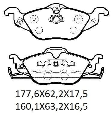 OPEL ASTRA- G- SD/HB- 99/09; ÖN FREN BALATASI(1,2/1,4/1,6/1,8(DİSK)(177,6X62,2X17,5/160,1X63,2X1
