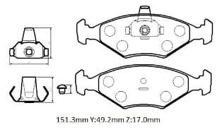 FIAT ALBEA- 05/13; ÖN FREN BALATASI 1,2/1,4 (KABLOSUZ)(DİSK) (151.3X49,2X17) (BRAMAX)
