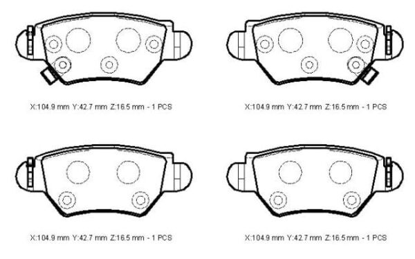 OPEL ASTRA- G- SD/HB- 99/09; ARKA FREN BALATASI 1,2/1,4/1,6/1,8/2,0(DİSK) (104,9X42,7X16,5) (FMK