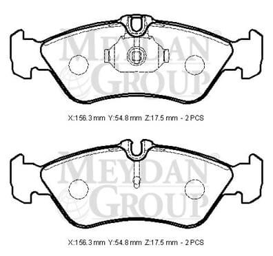 VOLKSWAGEN VOLT- LT35/LT46- 96/07; ARKA FREN BALATASI (KULAKLI)KABLOSUZ)DİSK)156,3X54,8X17,5)BRA