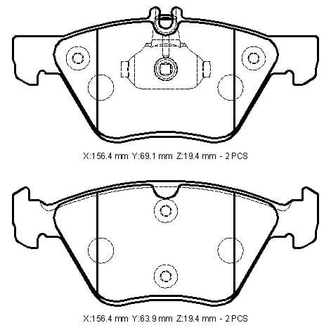 MERCEDES E CLASS- W210- 00/02; ÖN FREN BALATASI KABLOSUZ)DİSK(156,4X69,1X19,4/156,4X63,9X19,4)BR