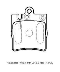 MERCEDES E CLASS- W210- 00/02; ARKA FREN BALATASI (KABLOSUZ)(DİSK) (63,6X78,4X15) (BRAMAX)