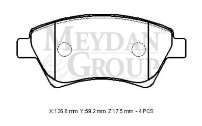 RENAULT MEGANE- 2- 03/09; ÖN FREN BALATASI (KABLOSUZ)(DİSK) (136,6X59,2X17,5) (FMK)