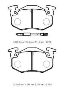 CITROEN SAXO- 96/00; ARKA FREN BALATASI (2 KABLOLU)(DİSK) (105X54,9X11)(BRAMAX)