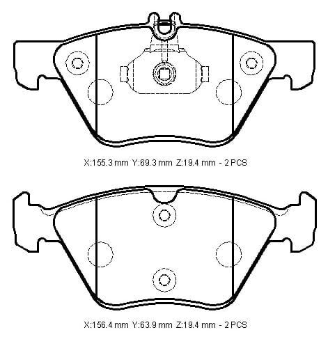 MERCEDES E CLASS- W211- 03/06; ÖN FREN BALATASI(KABLOSUZ)DİSK(155,3X69,3X19,4/156,4X63,9X19,4)BR