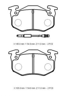 CITROEN SAXO- 00/03; ARKA FREN BALATASI (2 KABLOLU)(DİSK) (105X54,9X11)(BRAMAX)