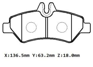 VOLKSWAGEN CRAFTER- 07/17; ARKA FREN BALATASI (KABLOSUZ) (DİSK)(136,88X62,73X18,95)(BRAMAX)