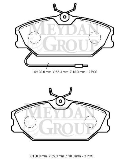 RENAULT MEGANE- 1- 99/02; ÖN FREN BALATASI (2 KABLOLU)(DİSK)(130X55,3X18)(FMK)