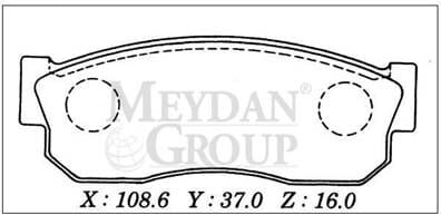 NISSAN SUNNY- B11 CD17- 84/86; ÖN FREN BALATASI BENZİNLİ TİP (DİSK) (108,6X37X16) (DAIWA)