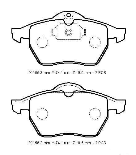 OPEL OMEGA- B- 99/03; ÖN FREN BALATASI (KABLOSUZ)(DİSK) (155,3X74,1X19/156,3X74,1X18,5) (BRAMAX)