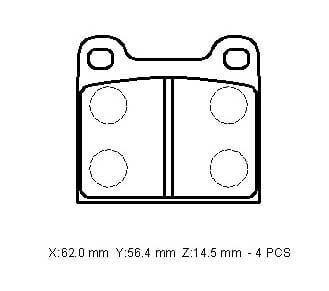 MERCEDES E CLASS- W123- 77/85; ARKA FREN BALATASI (KABLOSUZ)(DİSK) (62X56,4X14,5)(BRAMAX)