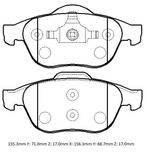 RENAULT MEGANE- 2- 03/09; ÖN FREN BALATASI (KABLOSUZ)(DİSK) (155,3X71X17/156,3X68,7X17) (BRAMAX)