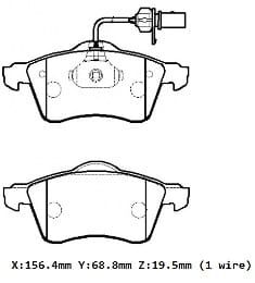 VOLKSWAGEN TRANSPORTER- T4- 96/01; ÖN FREN BALATASI 1,9/2,4/2.5(KABLOLU)DİSK)156,4X68,8X19,90)BR