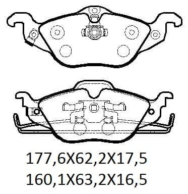 OPEL ZAFIRA- 99/04; ÖN FREN BALATASI 2,0cc (DİSK) (177,6X62,2X17,5/16;0,1X63,2X16,5) (BRAMAX)