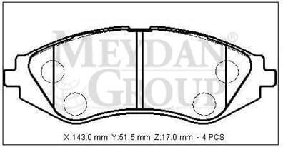 DAEWOO NUBIRA- 00/02; ÖN FREN BALATASI (DİSK) (143X51,5X17) (DAIWA)