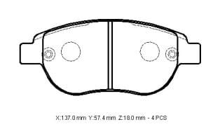 CITROEN XSARA PICASSO- 01/08; ÖN FREN BALATASI (KABLOSUZ)(DİSK)(137X57,4X18)(BRAMAX)