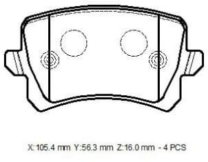 VOLKSWAGEN TIGUAN- 08/11; ARKA FREN BALATASI (DİSK)(105,5X56,4X17)(BRAMAX)