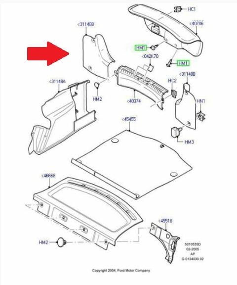 FORD FOCUS- HB- 05/07; ARKA BAGAJ İÇ PLASTİĞİ SAĞ