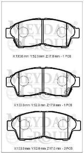 TOYOTA COROLLA- AE101- 95/98; ÖN FREN BALATASI (ENJEKSİYONLU TİP) (DİSK) (133X52,9X17) (DAIWA)