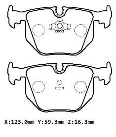 BMW 3 SERI- E46- SD/COUPE- 98/01; ARKA FREN BALATASI (KABLOSUZ) (DİSK) (123X59,3X16,3) (BRAMAX)