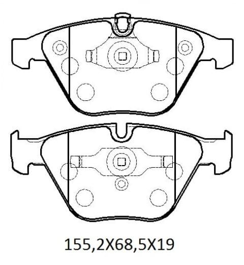 BMW 5 SERI- E60- 04/10; ÖN FREN BALATASI (KABLOSUZ) (DİSK) (155,2X68,5X19)(BRAMAX)