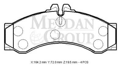 MERCEDES SPRINTER- 95/00; ÖN FREN BALATASI (KABLOSUZ)(DİSK)(164,2X72X19,5) (FMK)