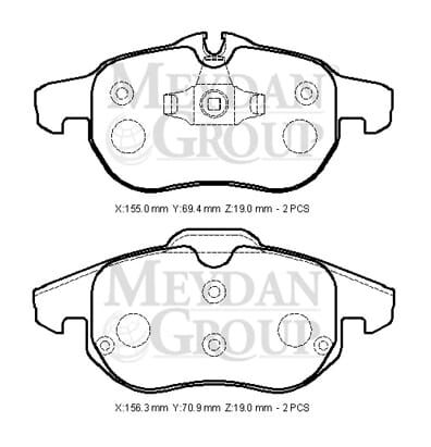 OPEL ASTRA- H- SD/HB- 04/14; ÖN FREN BALATASI 2,0 (KABLOSUZ)DİSK(155X69,4X19/15;6,3X70,9X19)(BRAMAX)