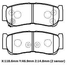 HYUNDAI SANTA FE- 06/09; ARKA FREN BALATASI (DİSK)(118.6X46.9X14.8)(DAIWA)
