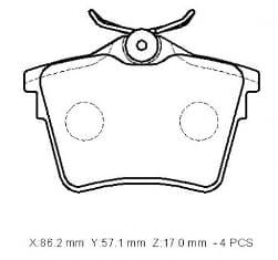 CITROEN C5- 08/15; ARKA FREN BALATASI (KABLOSUZ)(DİSK) (86,2x57,1x17)(BRAMAX)