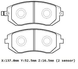 SUBARU FORESTER- 03/05; ÖN FREN BALATASI 2,0/2,5 AWD (DİSK) (137X52,5X16,5) (DAIWA)