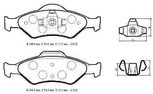 FORD FIESTA- 00/02; ÖN FREN BALATASI 1,0/1,3/1,4/1,8 (DİSK) (149,9X54X17,5/15 1,4X52,2X17,5)(BRA