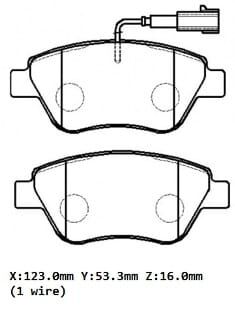 OPEL CORSA- D- 07/14; ÖN FREN BALATASI 1,0/1,2/1,3/1,4 (1 KABLOLU) (DİSK) (123X53,3X16) (BRAMAX)