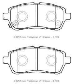 FORD FIESTA- 09/13; ÖN FREN BALATASI 1,25/1,4/1,6 (DİSK) (125.5X45.4X16) (BRAMAX)