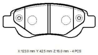 CITROEN C1- 07/13; ÖN FREN BALATASI (DİSK)(123X42,7X16)(BRAMAX)